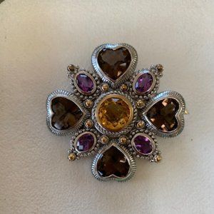 Judith Ripka Sterling & 14k Gold Multi Gemstone Pi